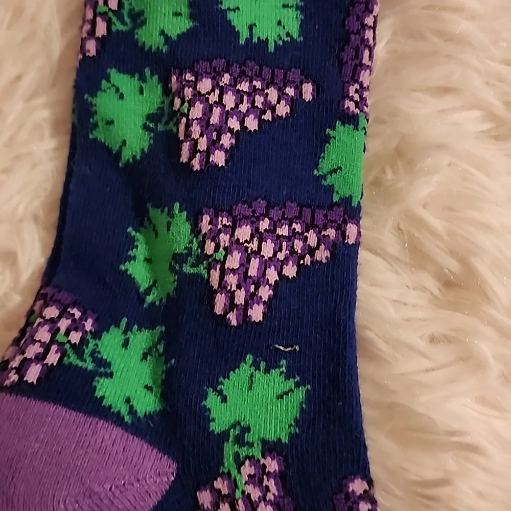 Aksels Purple and Green Grape Pattern Socks Brand New One Size Fits Most